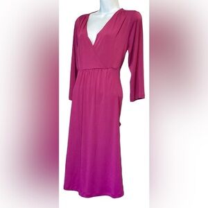 NWOT! 2 Pocket V Neck Dress Mulberry Magenta Burgendy Midi